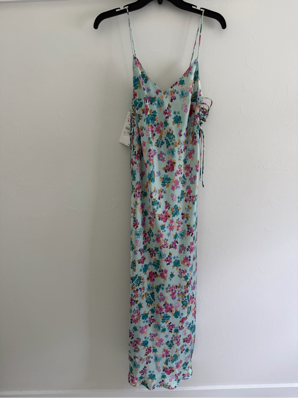 Zara Mint Floral Maxi Slip Dress with Pink & Teal Blooms